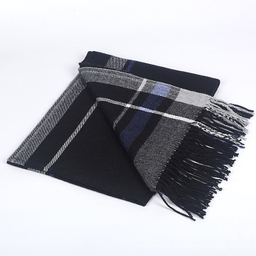 Hot selling bulk winter long scarves with tassel warm acrylic tartan plaid scarf